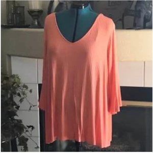Westbound Bright Coral Ribbed Tunic Top (NWOT)